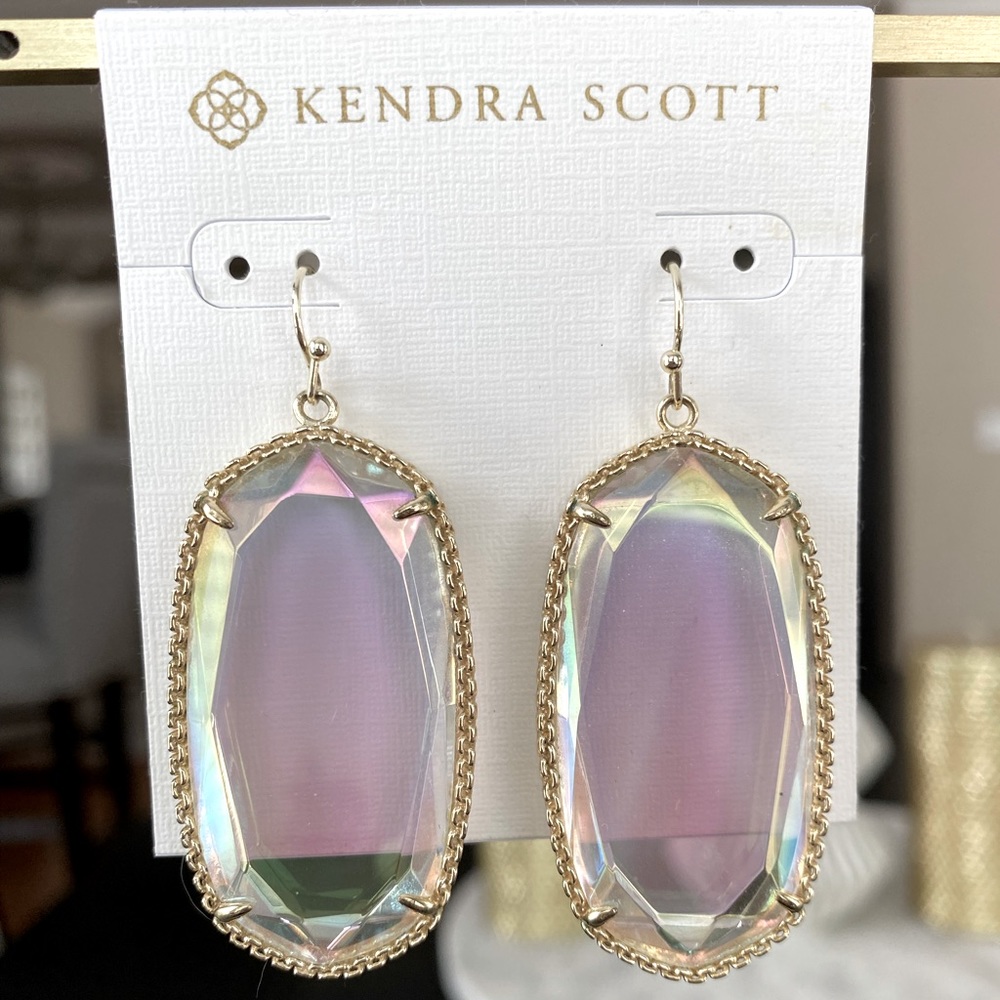 Kendra Scott clear iridescent Deily earrings. Amazing condition